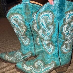 Corral Girls Boots Teal Embroidery